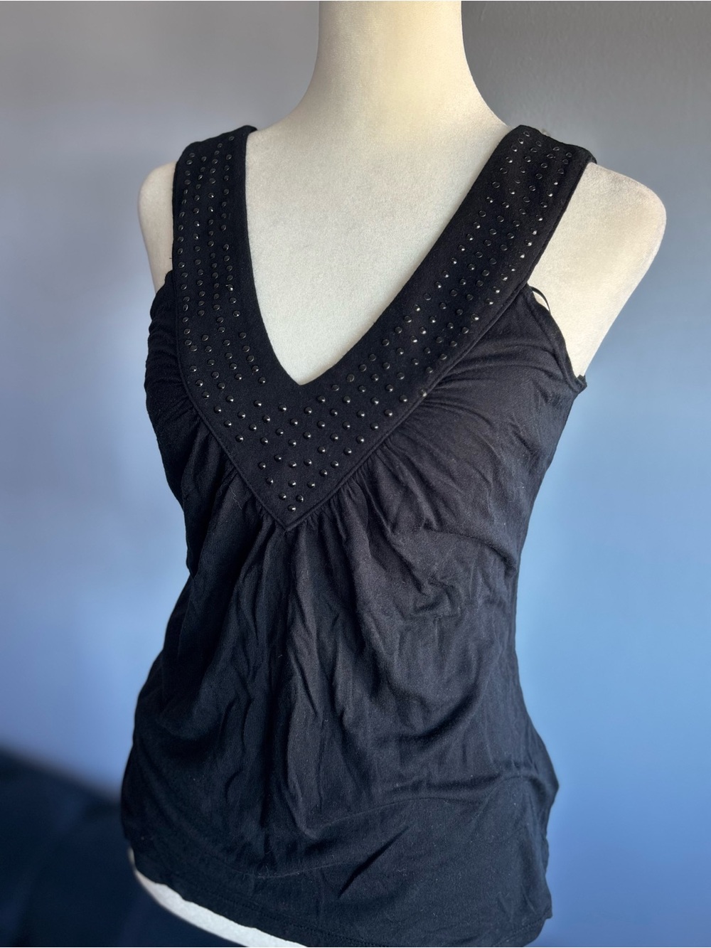 Y2K Michael Kors V Neck Black Soft Tank with Studded Detail
